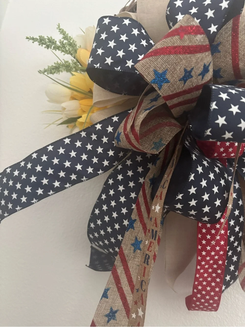 Patriotic Americana Summer 250th Wreath Yellow Tulip Florals NEW ITEM Final Sale